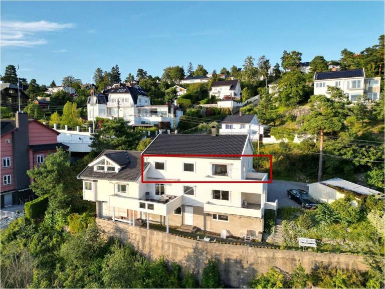 Leilighet markert i rødt